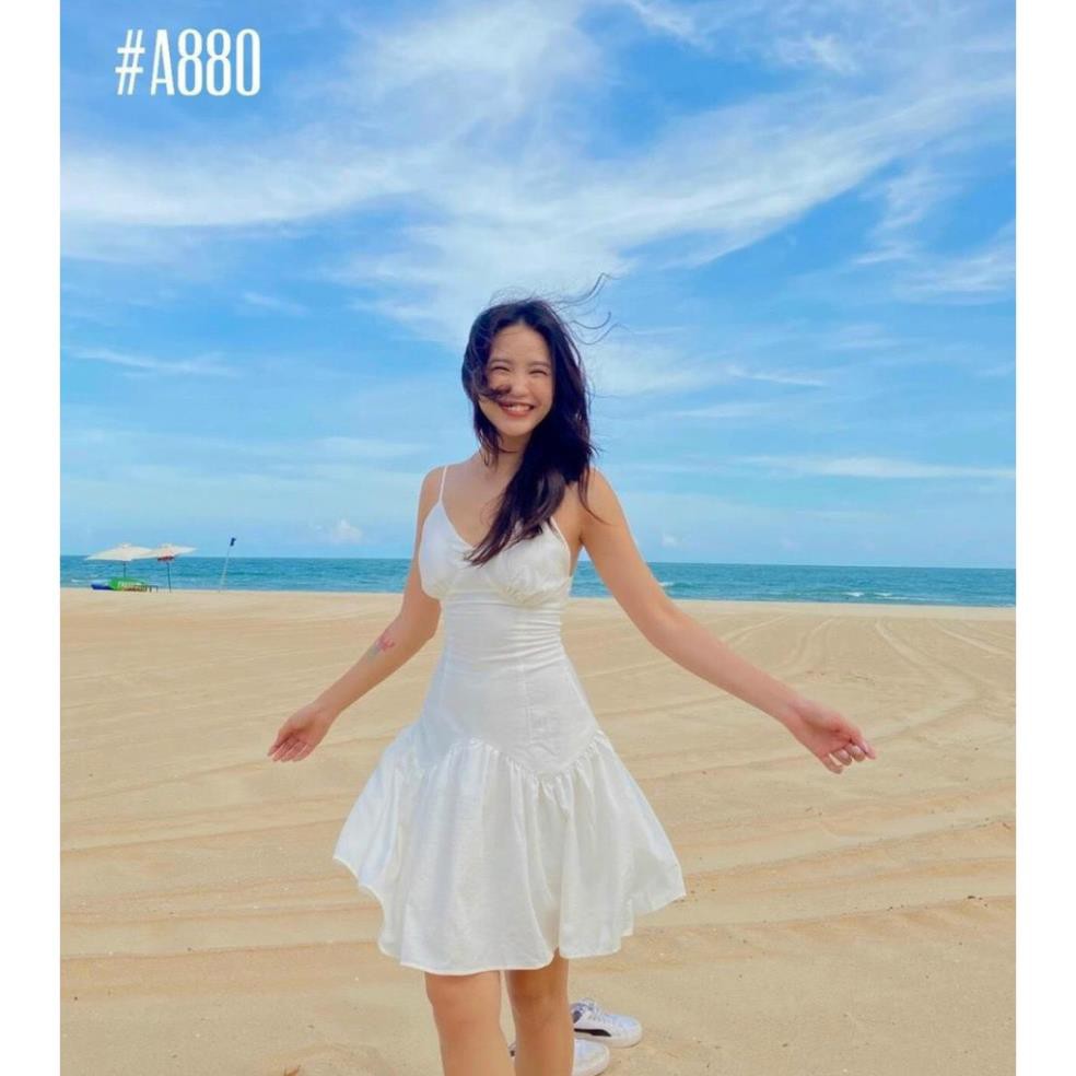 Đầm dự tiệc hai dây trắng tinh khiết kèm ảnh thật | BigBuy360 - bigbuy360.vn