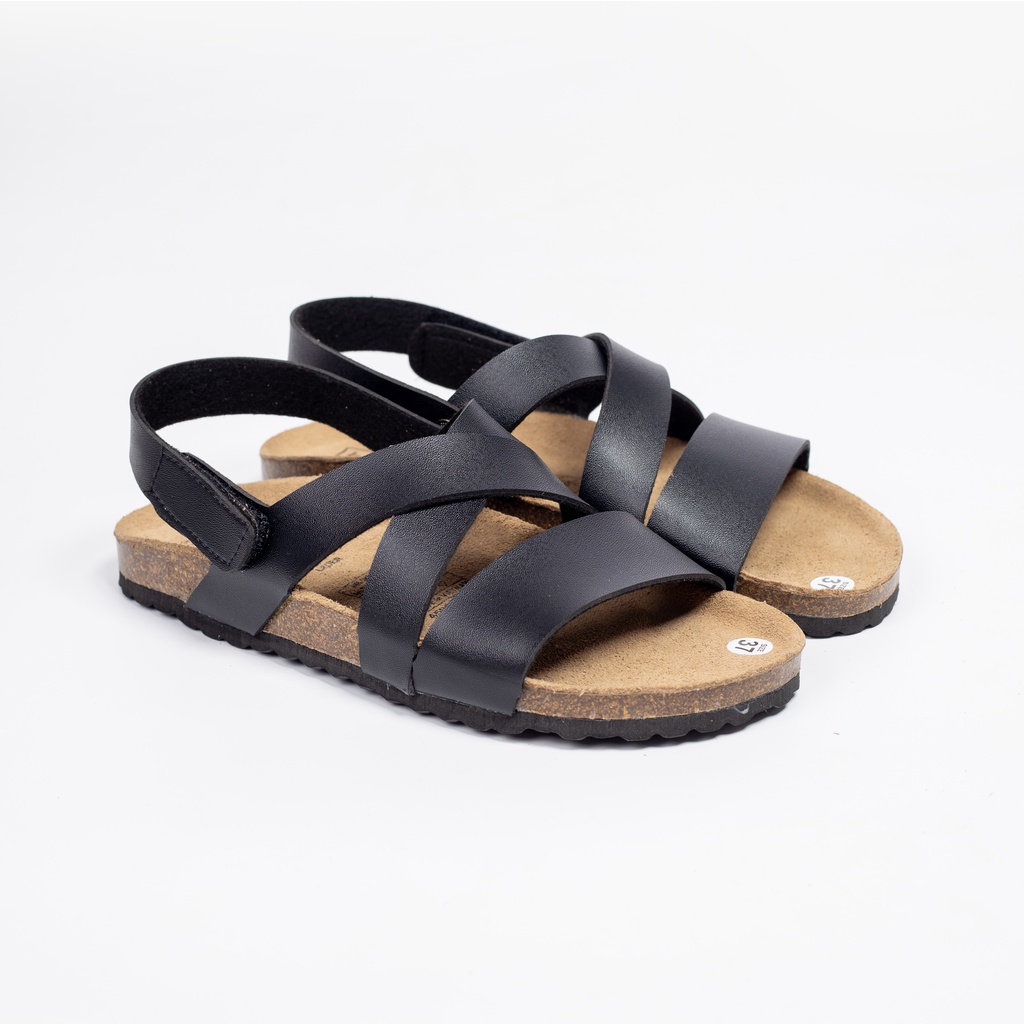 Mã PU21 - Sandal Birken Đế Trấu BIOLINE Official Thiết Kế Unisex Quai Đan Ba Dây Khóa Dán Da PU