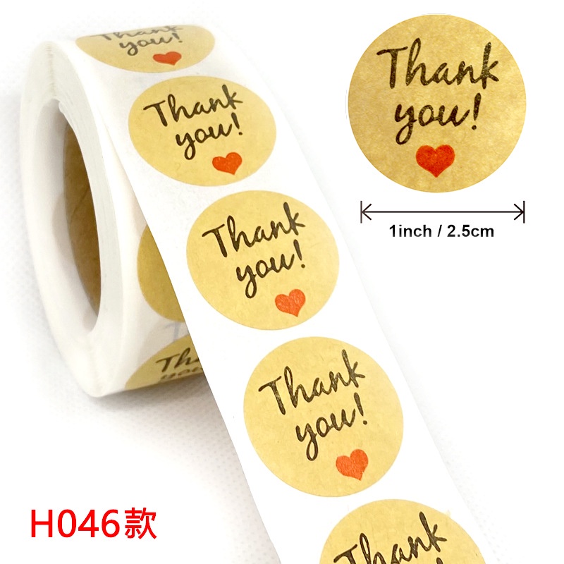 Cuộn 500 tem nhãn dán stiker thank you, set 500 sticker cảm ơn dán quà tặng, hàng hóa