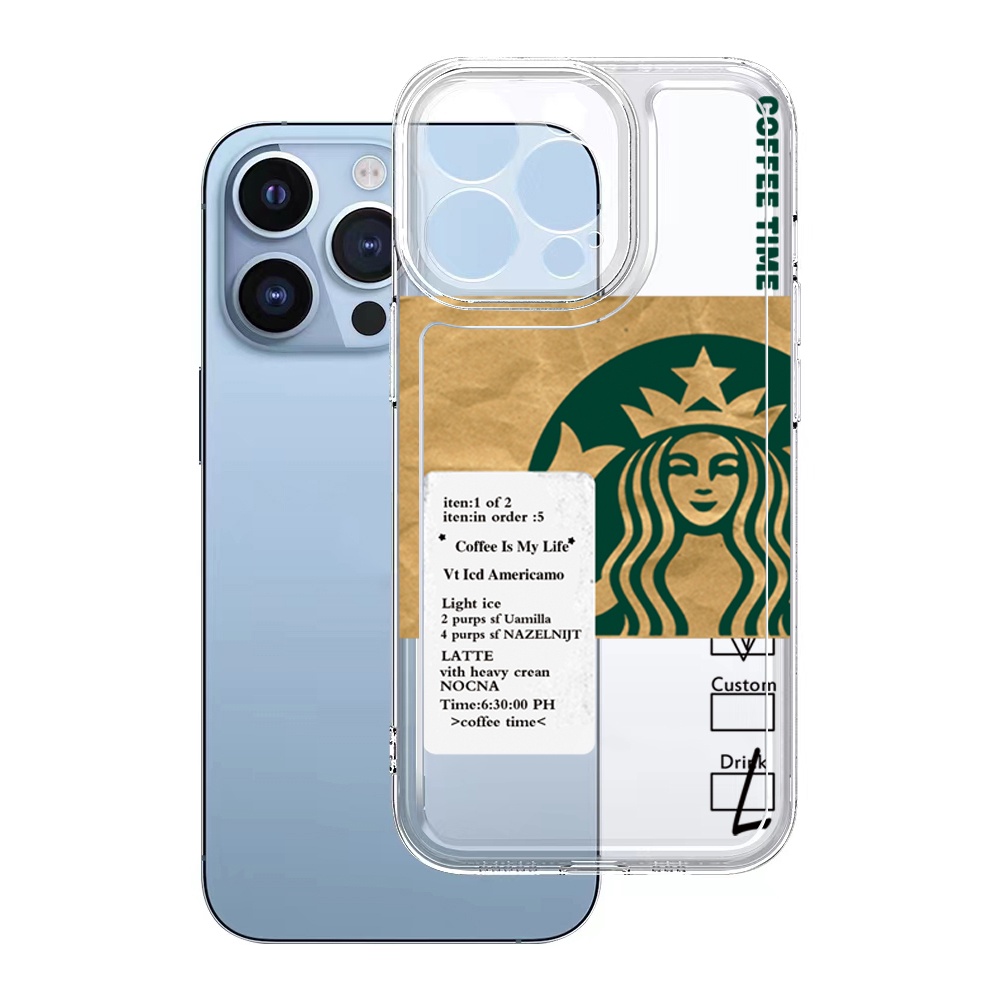 Ốp Điện Thoại TPU Gel Đệm Khí Hình Starbucks Cho iPhone 13 Pro Max 14 12 iPhone 11 XR 8 7 SE 2022