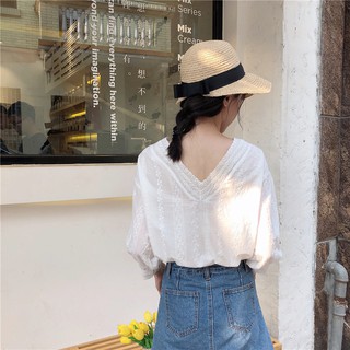 [ORDER] Blouse ren mỏng nhẹ cổ V tay lửng