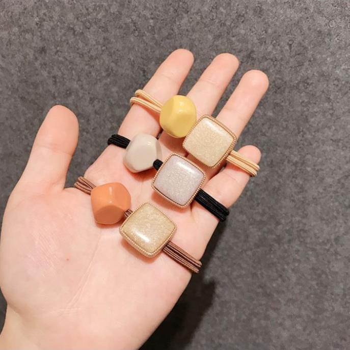 Dây buộc tóc đính pha lê hình vuông phiên bản Hàn cổ điển cho nữ C41