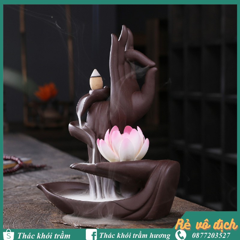 Thác khói trầm hương TAY PHẬT THỦ ẤN , thác khói tỏa ngược tặng 5 nụ trầm loại 1 | BigBuy360 - bigbuy360.vn