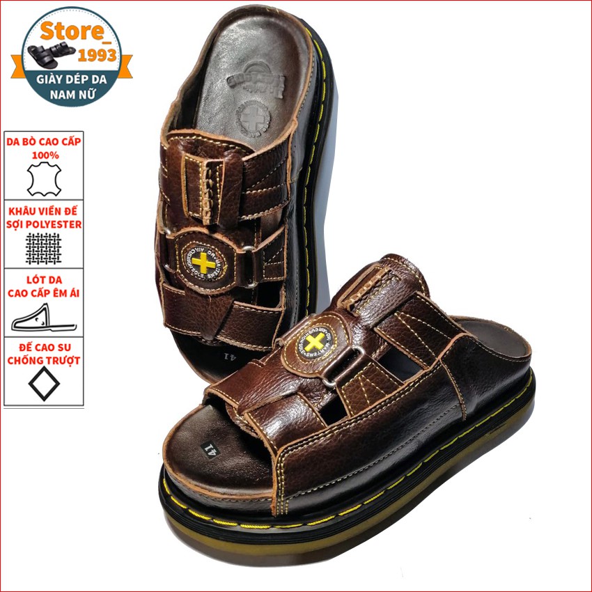 Dép Doctor Nam Dr.Martens Quai Ngang Da Bò Cao Cấp Hàng VNSX ( Hình Thật 100% ) 65D8