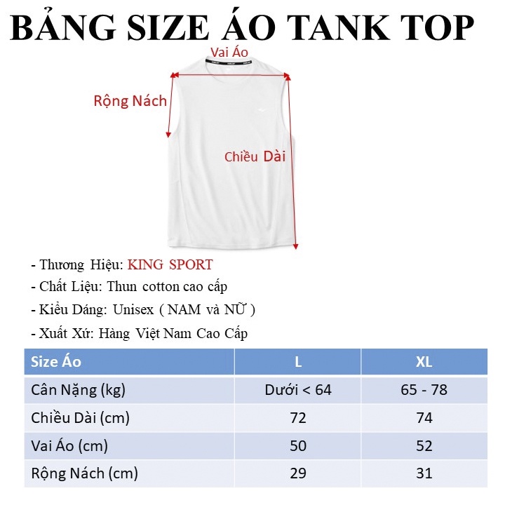 Áo tank top nữ nam ba lỗ sát nách form rộng big size unisex vải thun lạnh cotton mềm mịn thoáng mát cao cấp KING SPORT