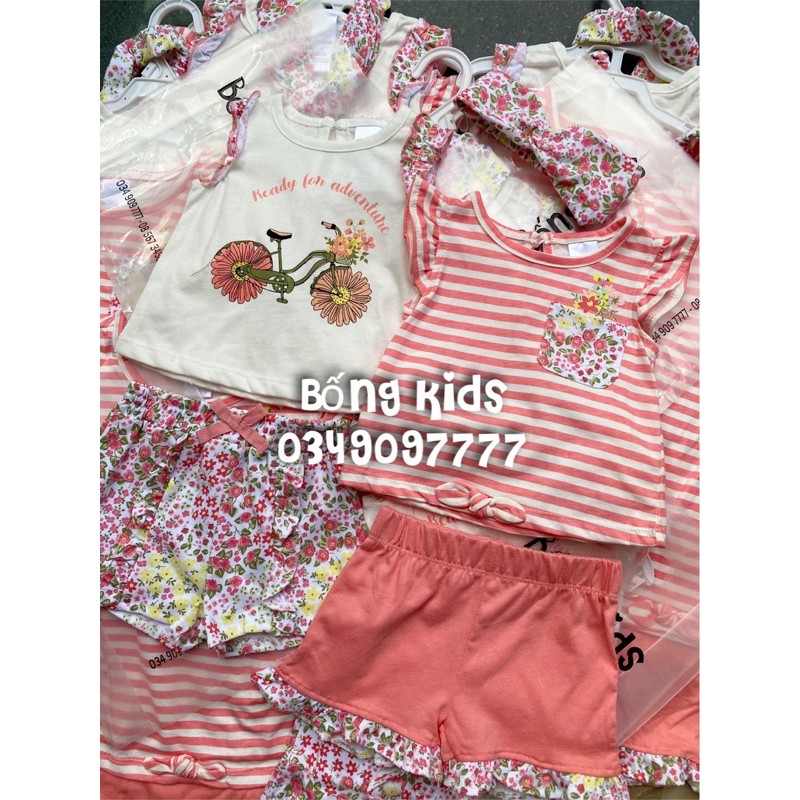 Set 2 Bộ Bé Gái Xe Đạp Cam