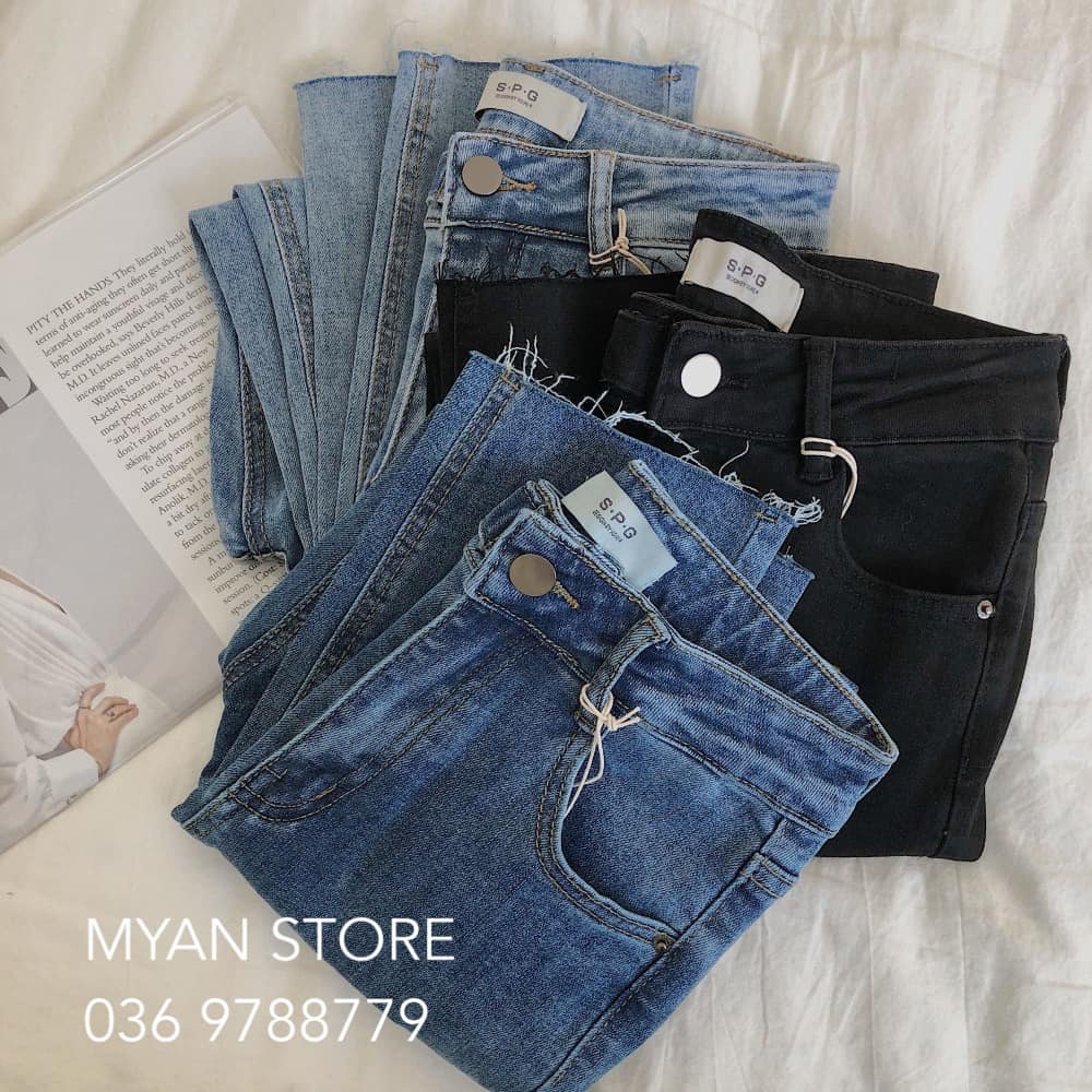 Quần jean ống đứng đai ngang cạp Q092103