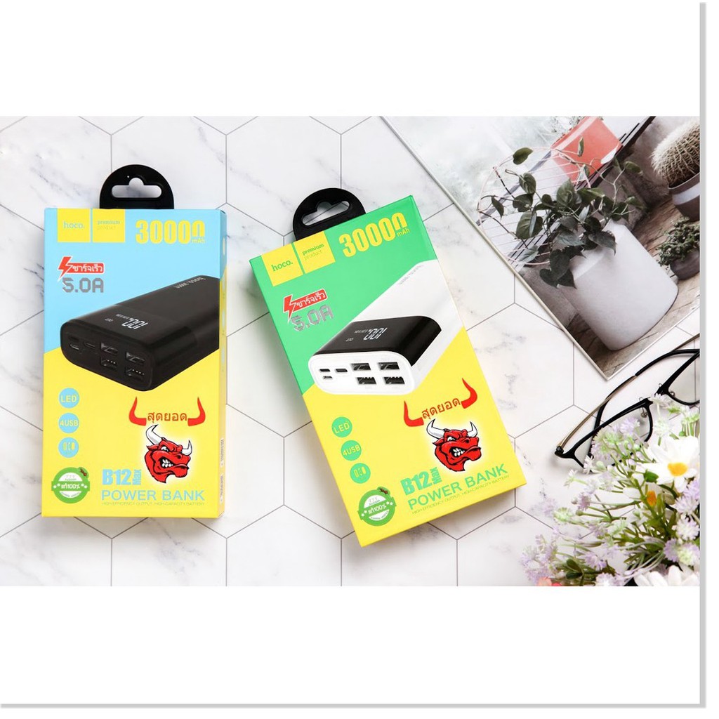 Pin Sạc Dự Phòng Hoco B12 Max - Dung Lượng 30.000 mAh ( 4 cổng USB , Hỗ trợ sạc nhanh 5A Max ) - MrPhukien