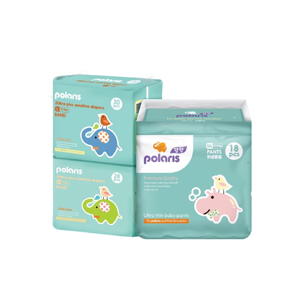 Bỉm Đêm Polaris Nội Địa Hàn Quốc Dán/Quần Đủ Size S34/ M32/ L24/ Xl22/ Xxl20
