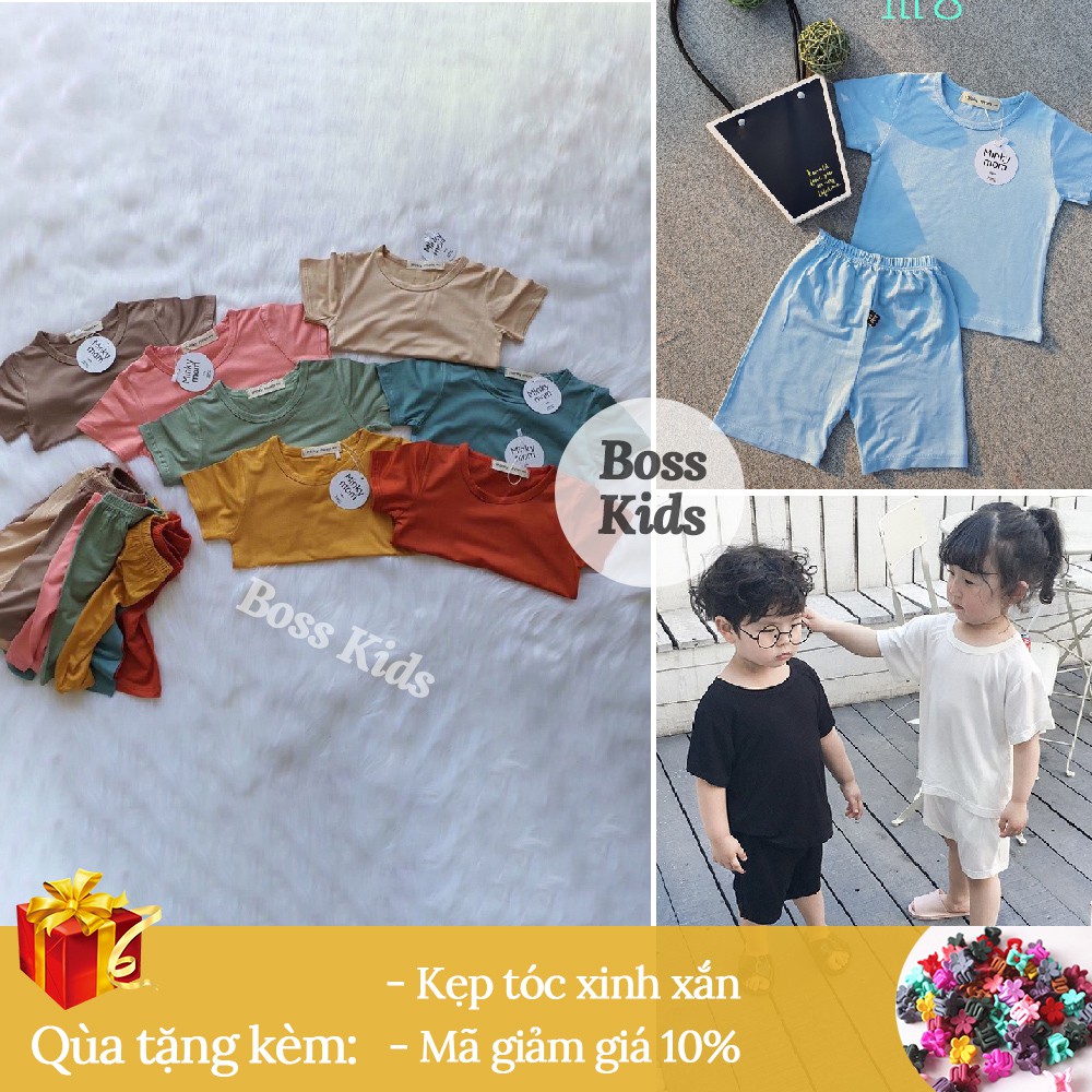 Bộ Cộc Tay Cotton Thun Lạnh Màu Trơn ❤️  Bộ MinKy Mom cộc tay cotton lạnh