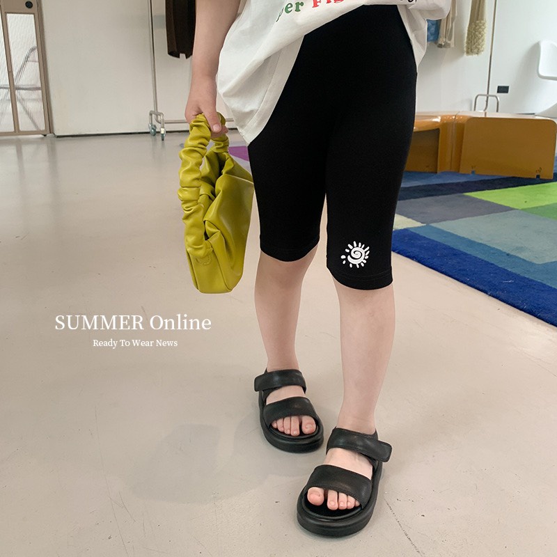 Quần legging short hoạ tiết mặt trời chất thun cotton cho bé Q799