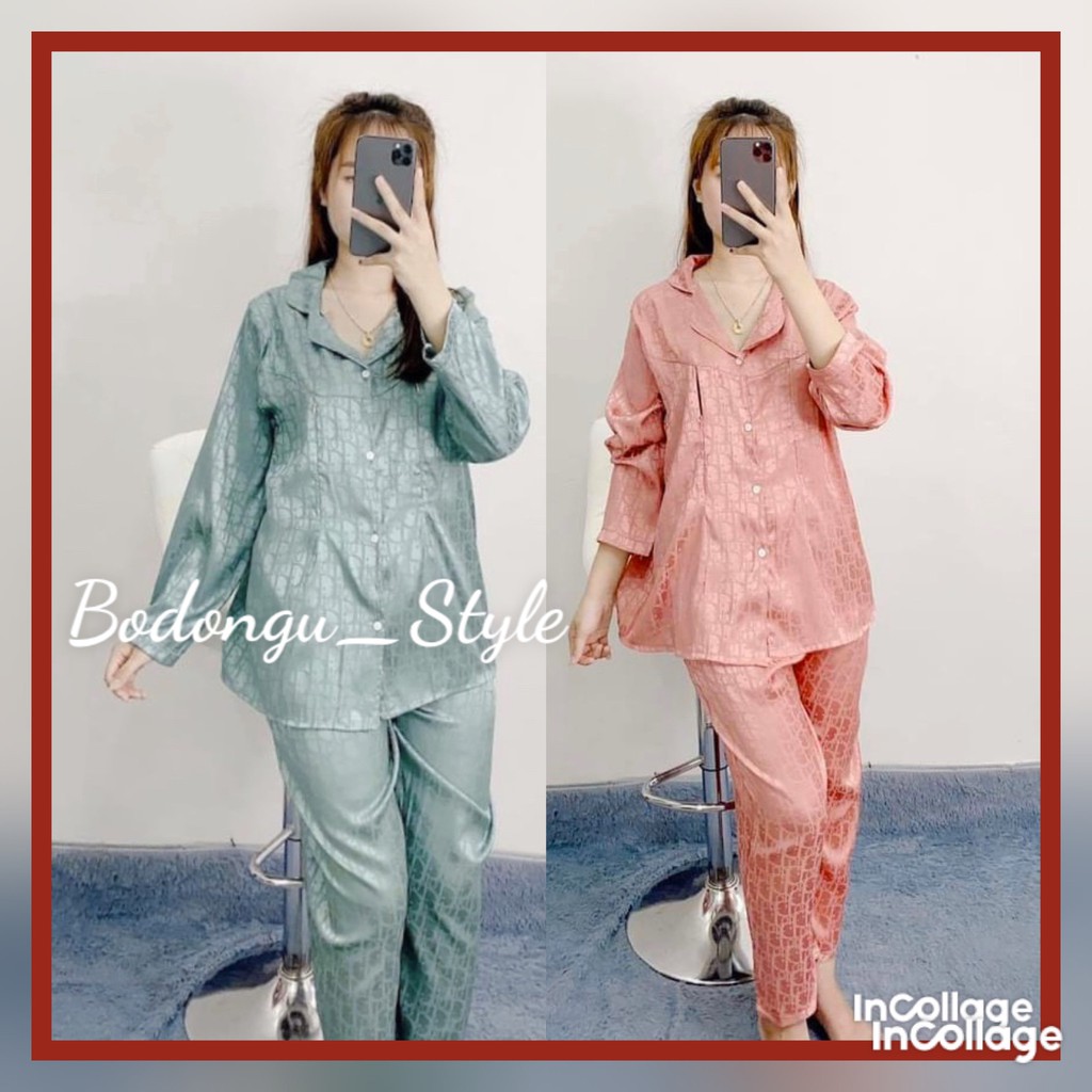Bộ đồ bầu và sau sinh LỤA GẤM CAO CẤP mềm mát sang chảnh (có khóa kéo cho bé ti) BD933