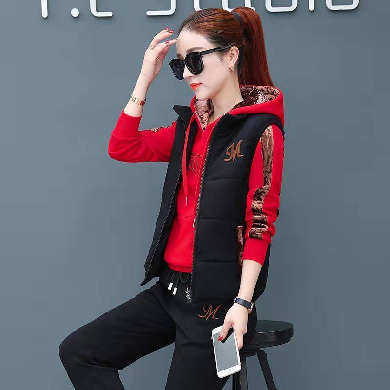 Set Đồ Thể Thao Ba Món Bằng Nhung Dày Dặn Thời Trang Thu Đông Cho Nữ size Lớn 2021