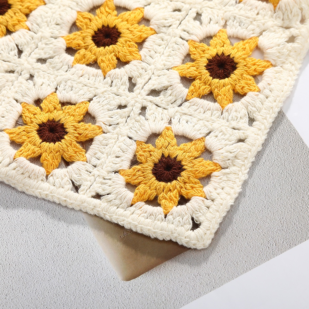 Haimeikang Băng đô hình tam giác dệt kim họa tiết hoa cúc nhỏ thời trang