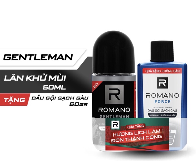 Lăn khử mùi Romano 50ml +Tặng kèm dầu gội hoặc sữa tắm Romano 60g