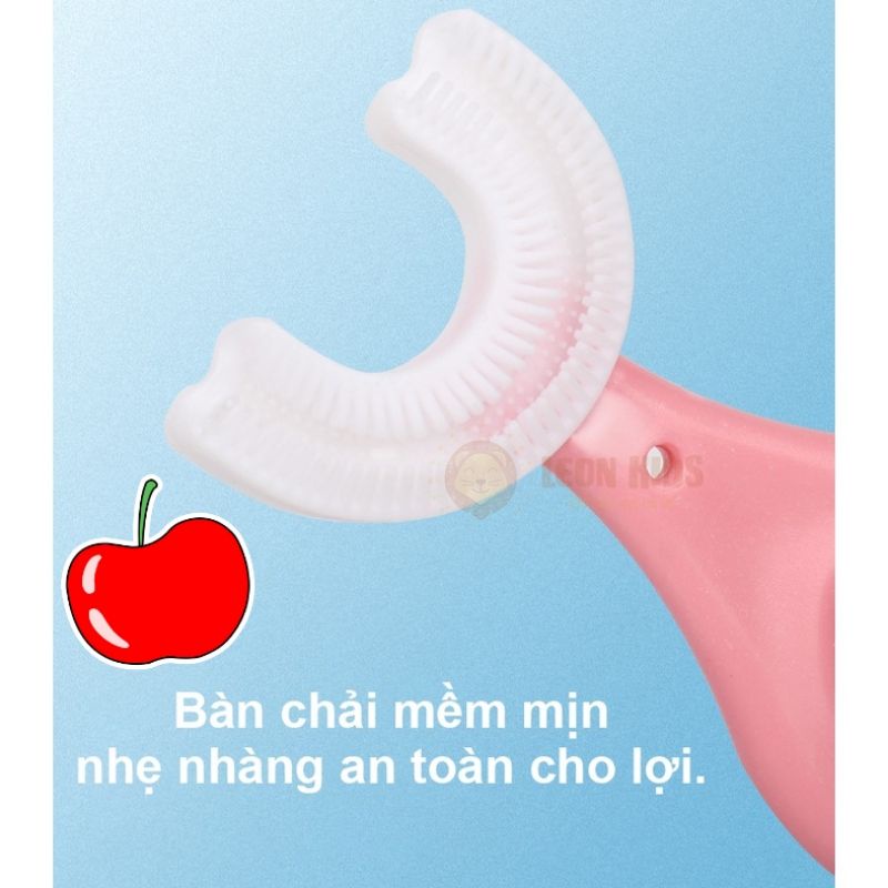 Bàn Chải Đánh Răng Chữ U, Bàn Chải Silicon Cho Bé Cùng Kem Đánh Răng Tạo Bọt Nuốt Được, Shop Bố Mốc
