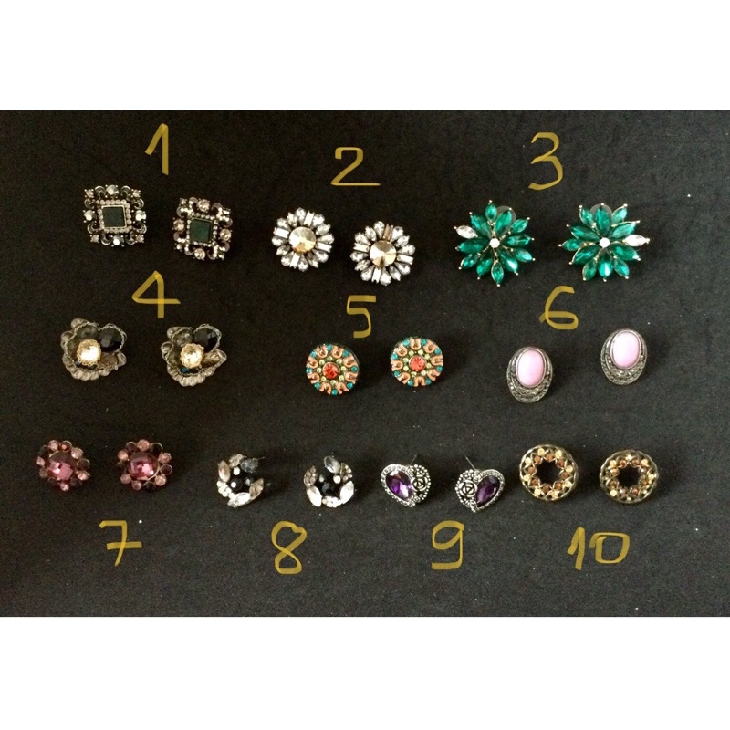 Khuyên tai nụ đính hạt, đá nhiều màu