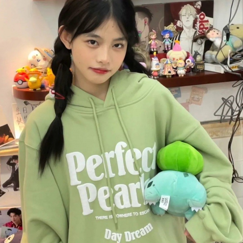American Style Green Hat Hoodie, Wide Lazy Style