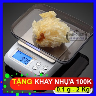Cân Tiểu Ly Điện Tử 0.1g/ 2Kg,Tặng 1 Khay Đựng