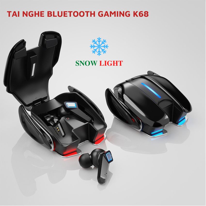Tai nghe bluetooth nhet tai không dây Tai nghe gaming PUBG audio nhét tai không dây nhét thể thao K68 Snow light