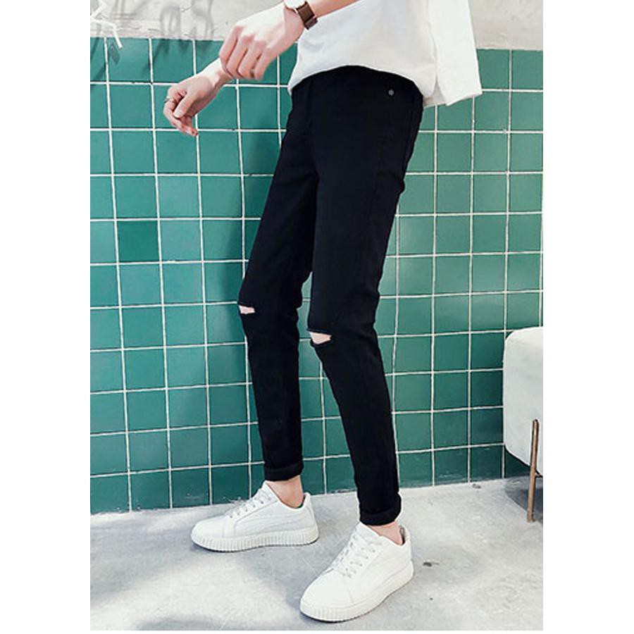 LQ Fashion - Quần jean nam Đen cao cấp rách gối, form skinny siêu chất - E5172 | BigBuy360 - bigbuy360.vn
