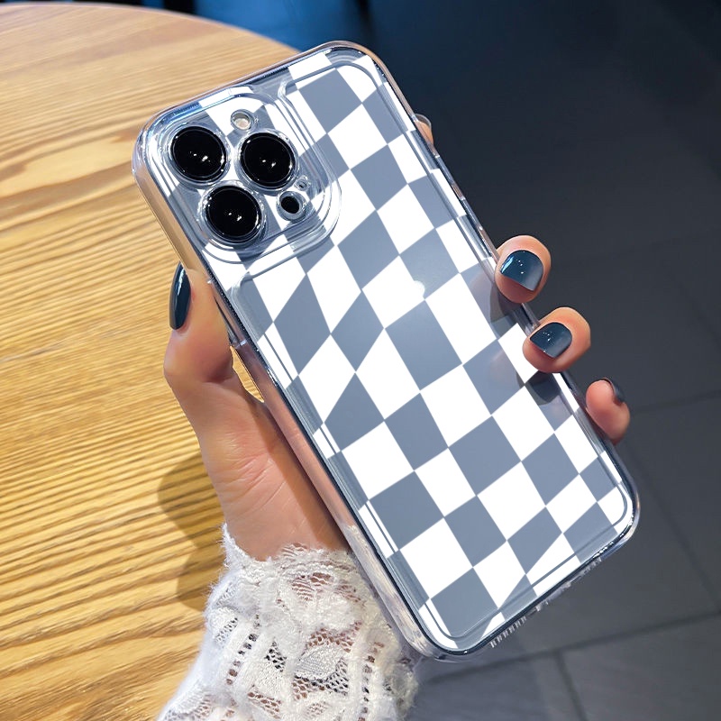 Ốp Điện Thoại TPU Gel Đệm Khí Chống Rơi Màu Trong Suốt Sọc Caro Samsung Galaxy A33 A53 A73 5G A32 A52 A72 A31 A51 A71 A23