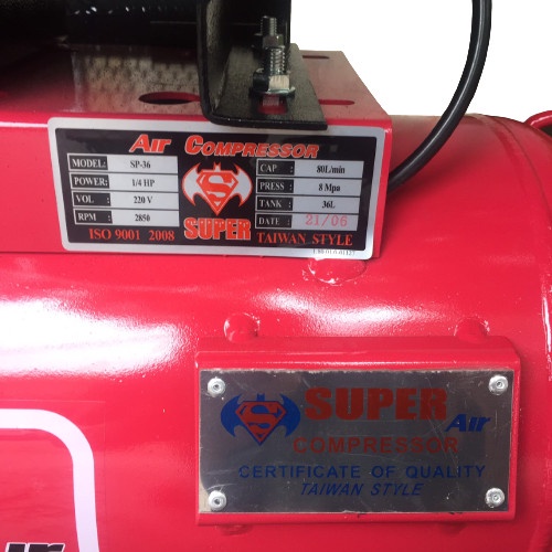 MÁY NÉN KHÍ CÓ DẦU CHẠY DÂY CULOA CHÍNH HÃNG SUPER 36L DÃ CHIẾN CHÍNH HÃNG - BẢO HÀNH 12 THÁNG