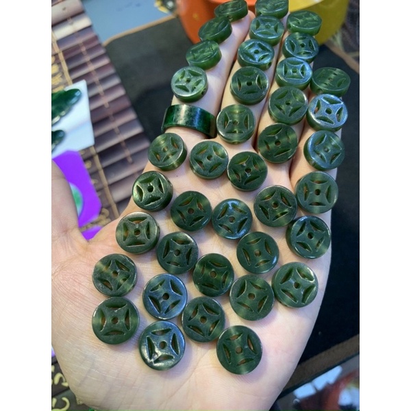 Vòng đeo tay dây cáp Đồng Điếu ngọc bi,ch xanh