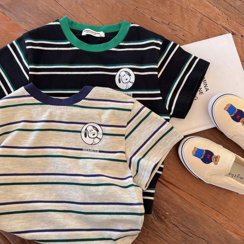 Áo Thun Cotton Nguyên Chất Dáng Rộng Tay Cộc Cổ Tròn Thoáng Khí Thoải Mái Hợp Thời Trang Cho Bé Trai