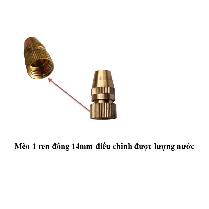 Đầu bec tưới cây bằng đồng ren trong 14mm dùng cho bình bơm, tưới phun sương cho bình DUDACO và các loại bình cùng cỡ