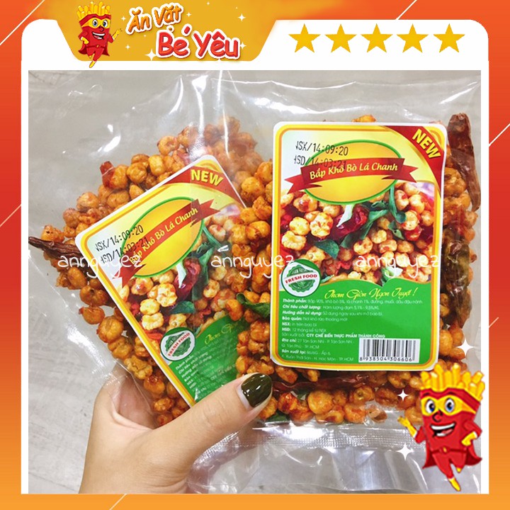 Ngô nếp sấy khô bò lá chanh ngon cay combo 2 gói 80g/gói