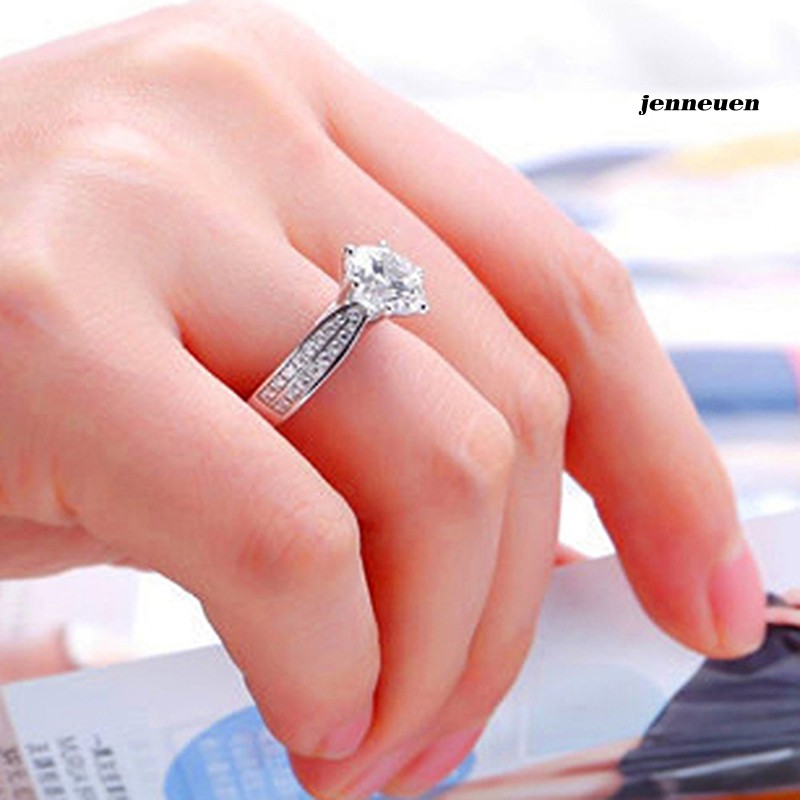 Nhẫn Thời Trang Mạ Bạc Khảm Đá Zircon Lấp Lánh Cho Nữ