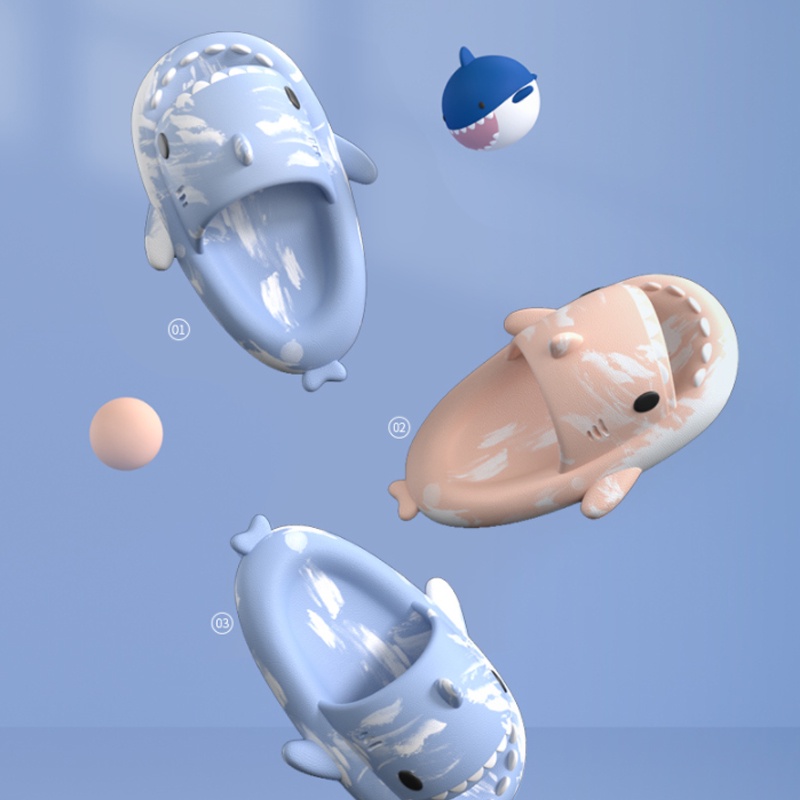 Dép AYUER mang trong nhà đế dày 4cm thiết kế cá mập hoạt hình nhiều màu sắc tùy chọn mới thời trang cho cả nam và nữ
