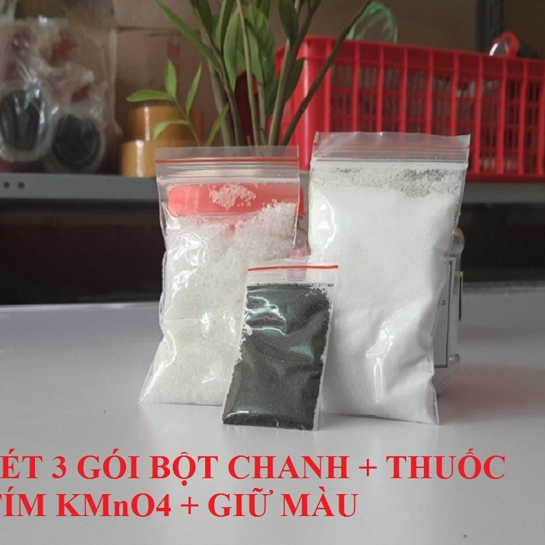 Combo 5 Sét Bột Chanh+Thuốc Tím KMnO4+Giữ Màu, Tẩy Mốc, Ố Vàng Nguyên Liệu Tự Nhiên