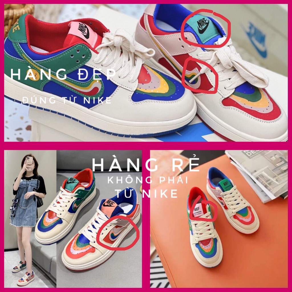 Giày thể thao Ni.ke couple bảy màu, giày sneaker cầu vồng siêu hót hít đủ size nữ