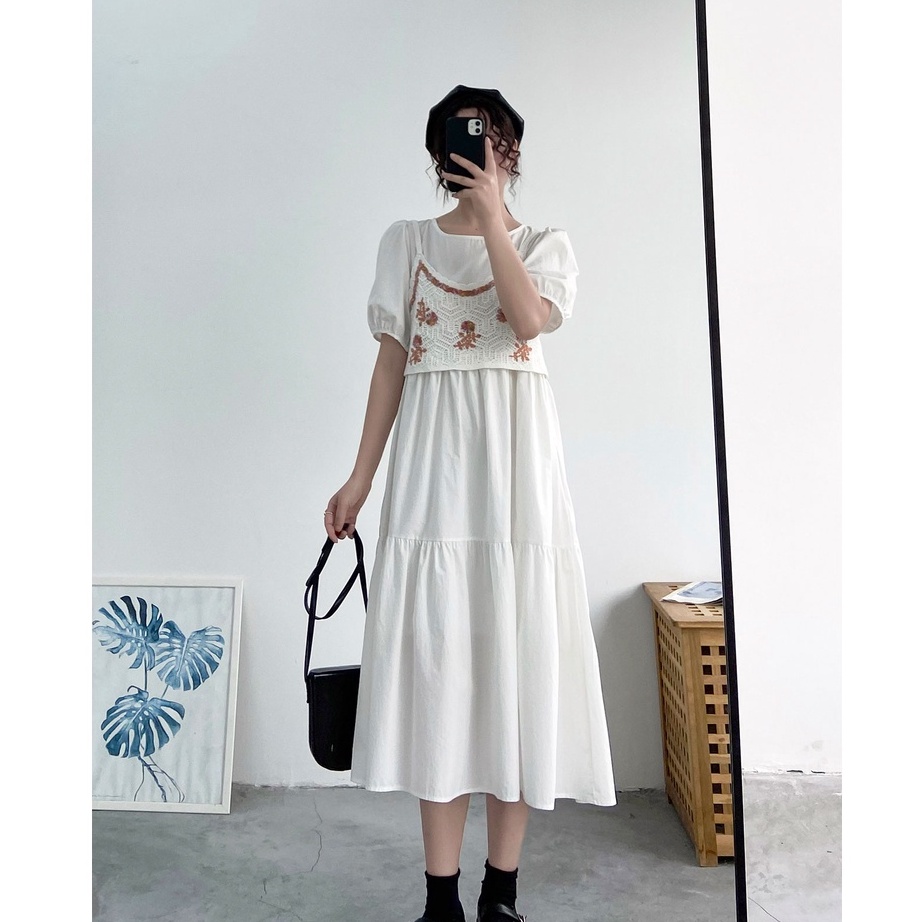 [Augustcloth] Áo gile khoác ngoài thêu hoa phong cách Hàn Quốc