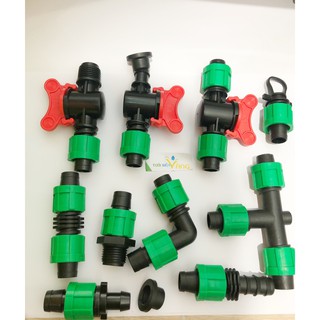Phụ kiện kết nối dây tưới nhỏ giọt dẹt tê, góc, khởi thủy, van khởi thủy, van khóa tùy lựa chọn