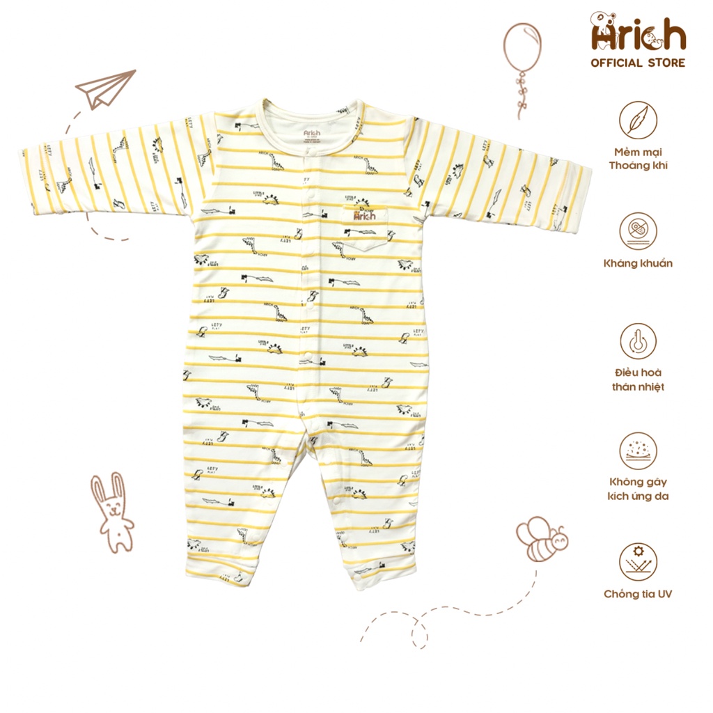 Bộ body dài Arich họa tiết mới (size từ 0-3 tháng đến 9-12m tháng)