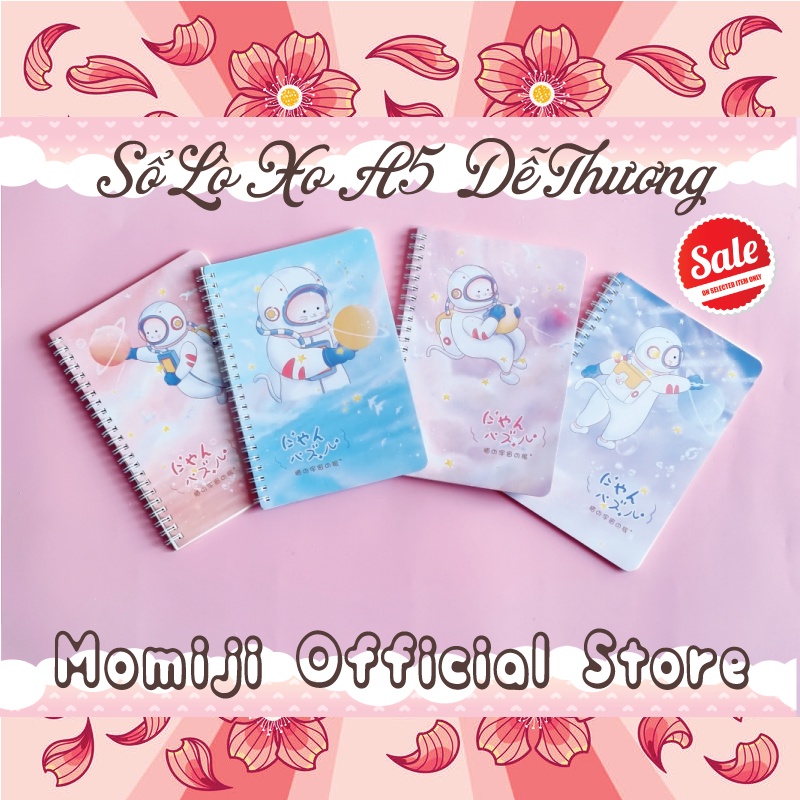 Sổ tay mini A5,A7 lò xo hình hành tinh vũ trụ Kẻ Ngang họa tiết Gấu Thỏ Vũ Trụ Dễ Thương