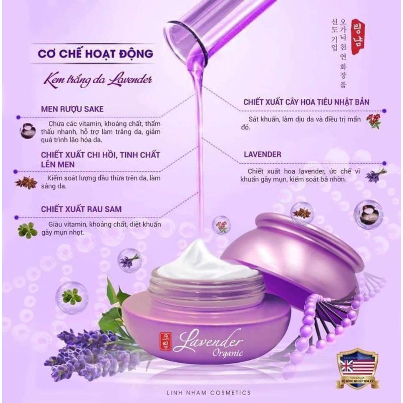 Kem trắng da ban ngày Linh Nhâm [kem dưỡng ngày Lavender Organic Linh Nhâm]