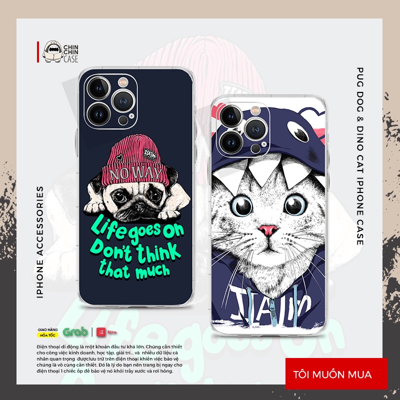 Vỏ ốp iPhone Silicon Trong Suốt Dino Cat cho iPhone 6pl/6spl/7/7pl/8/8pl/x/xs/xsmax/11/12/13/pro/max - Chinchincase