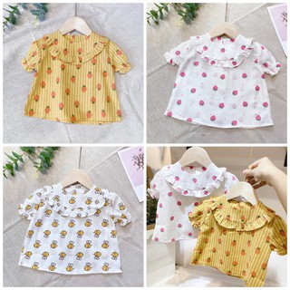 Áo xuất Hàn - tay bèo, họa tiết điệu đà dành cho bé gái 6-20kg