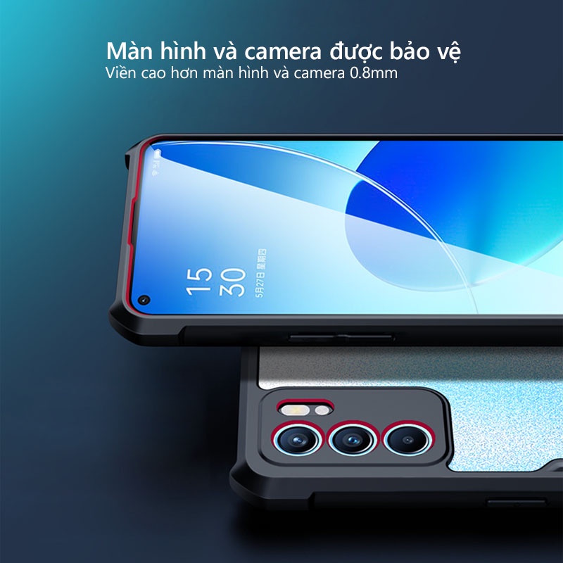Ốp lưng XUNDD OPPO Reno 6 5G / 6 Pro 5G / 6Z 5G Mặt lưng trong suốt, Viền TPU, Chống sốc