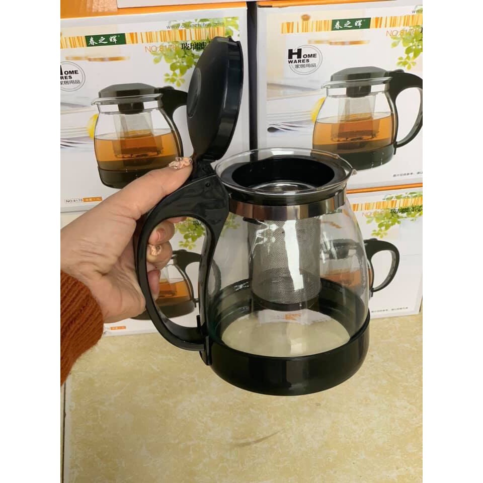 [LÕI XỊN] Bình Lọc Trà Thủy Tinh 1300ml Sang Trọng - CÓ LỖ LỌC TRÀ INOX - BÌNH PHA TRÀ CHẾ CAFE TIỆN LỢI 2in1