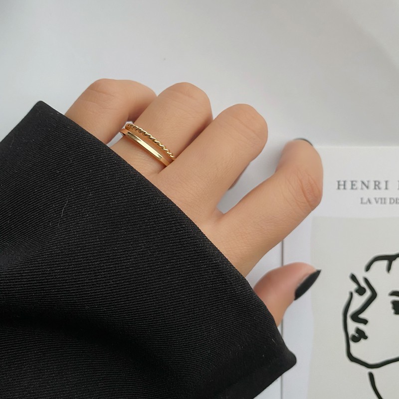 Nhẫn đôi thiết kế đơn giản phong cách Hàn Quốc