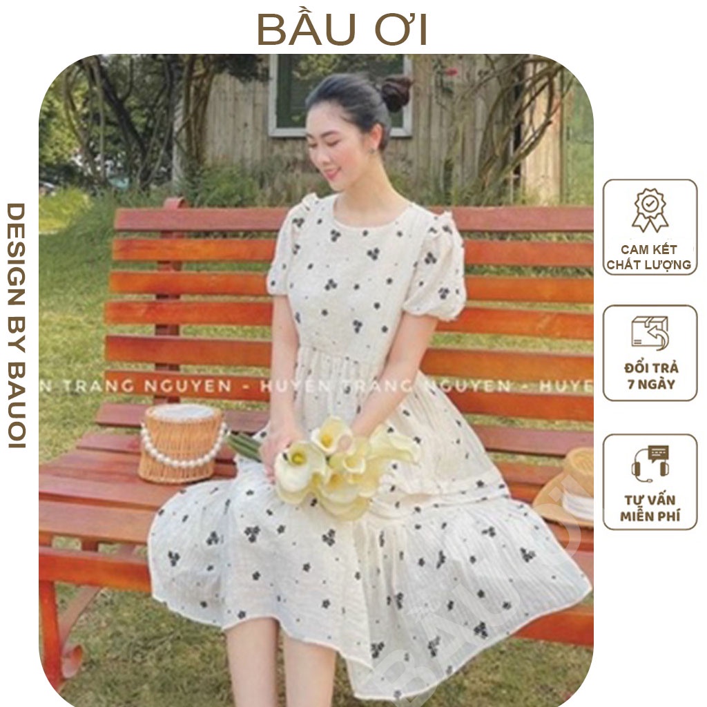 [BAUOI V05] ĐẦM BẦU CÔNG SỞ HÀNG THIẾT KẾ HỌA TIẾT HOA ĐEN ĐẸP SANG CHẢNH ĐI LÀM ĐI CHƠI ĐI TIỆC ĐỂU ĐẸP - VÁY BẦU XINH