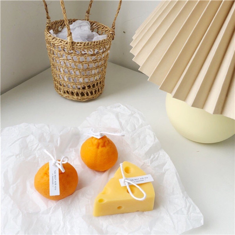 Nến thơm phong cách hàn quốc hình rubik phô mai quả cam