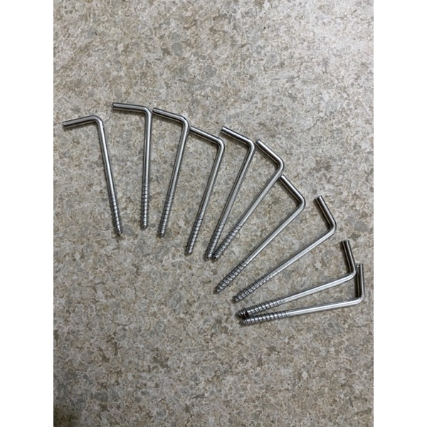 Vít móc chữ L kèm nở nhựa cỡ 4 phân, 6 phân, 8 phân, 10 phân và 12 phân