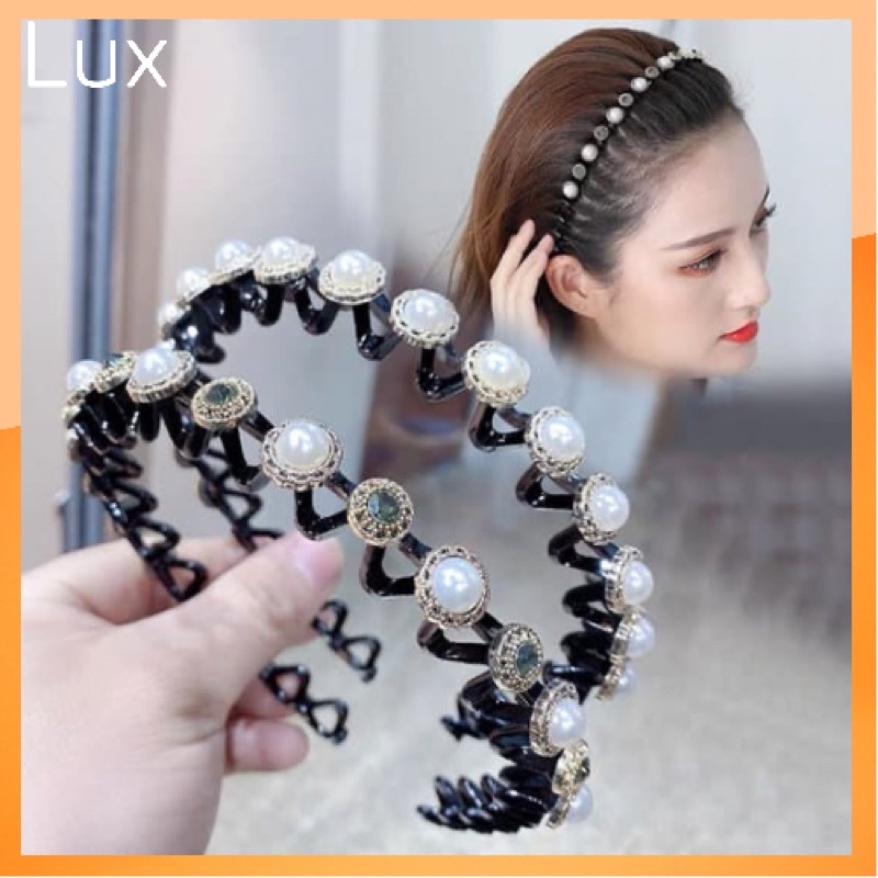 Băng đô cài tóc chống trượt đính ngọc phong cách Hàn Quốc BĐ01 Lux Accessories