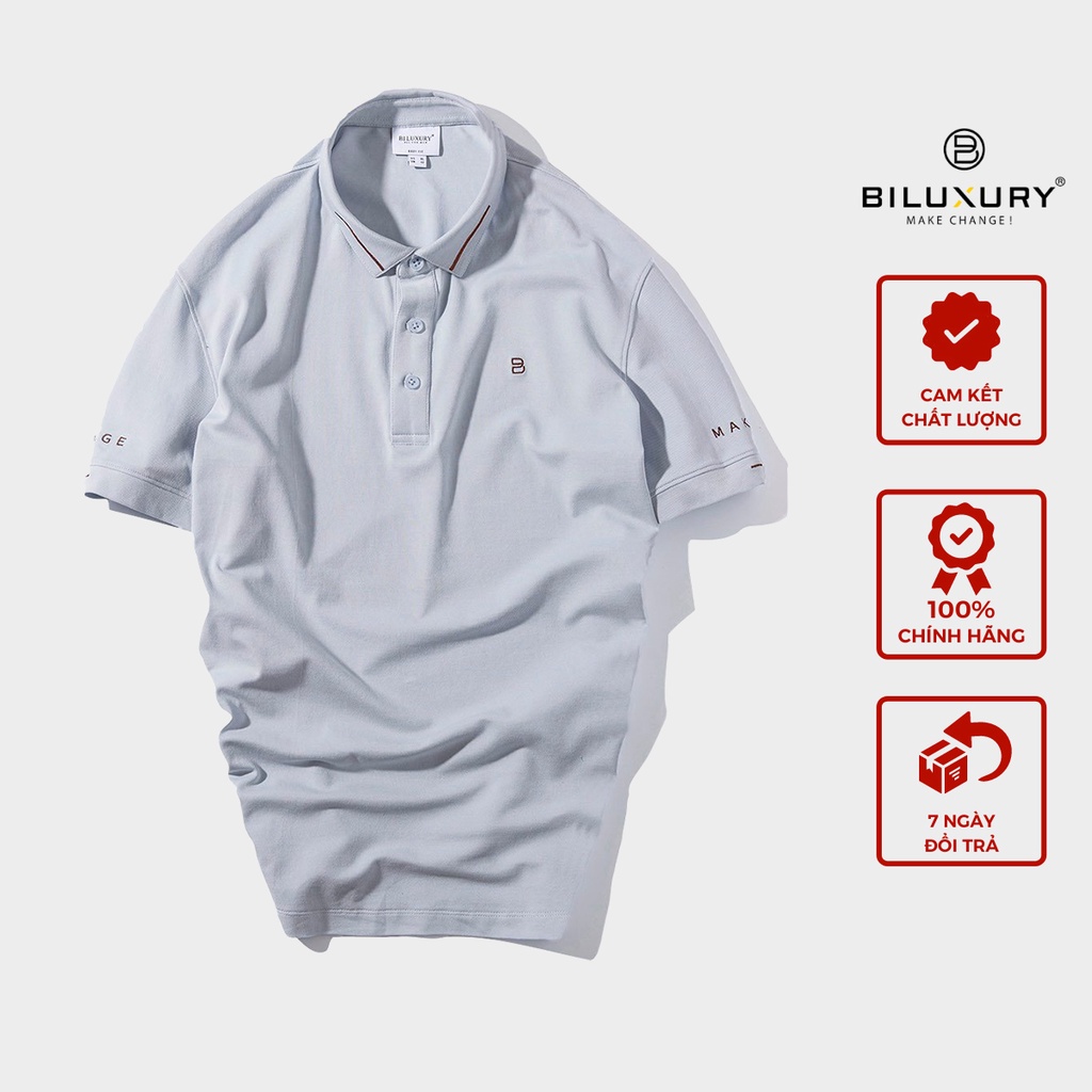 Áo polo nam Biluxury trơn viền cổ lịch lãm 5APCT020 ôm vừa người tôn dáng không nhăn nhàu
